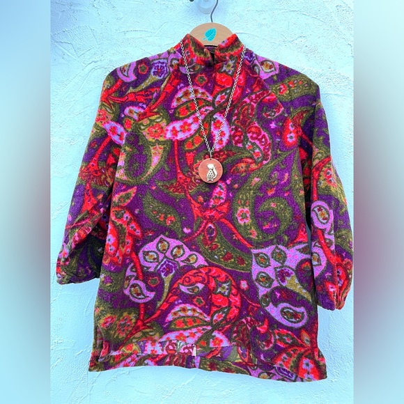 Vintage 60’s Flower Child Groovy Tunic Blouse/ Vintage Boho Hippie Paisley Top - Picture 8 of 13